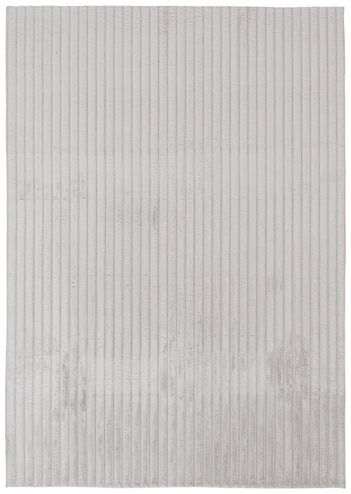 Carpette Channel en fausse fourrure gris clair avec revers en mousse à mémoire de forme - 5 pi x 7 pi