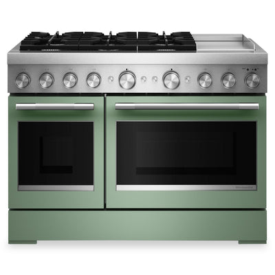 KitchenAid 6.3 Cu. Ft. 6 Burner Dual Fuel Range with Griddle – Cardamom - KFDD948SDC | Cuisinière hybride KitchenAid de 6,3 pi³ à 6 brûleurs avec plaque chauffante - cardamome - KFDD948SDC