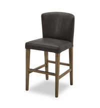 Tabouret Arlo de hauteur comptoir en tissu de cuir végétalien - anthracite