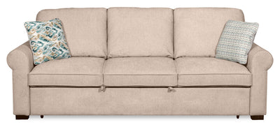 Scott Living Haven 96" Chenille Fabric Sleeper Sofa with Wood Legs - Taupe | Sofa-lit Haven de Scott Living de 96 po en tissu de chenille avec pattes en bois - taupe