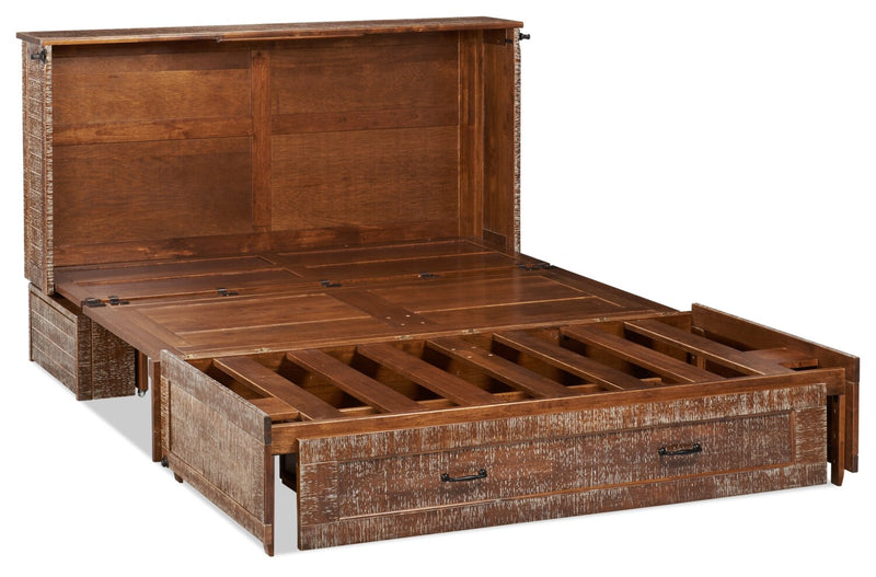 Lit escamotable Parker, marron vieilli -  format grand lit