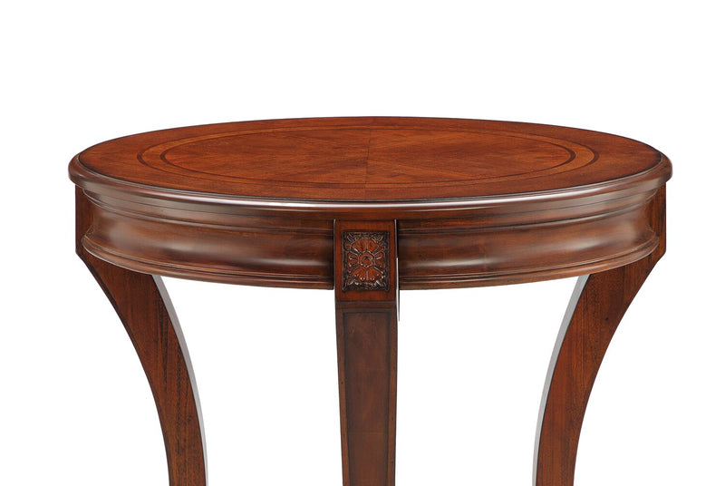Table de bout ronde traditionnelle Kerwin de 22 po avec tablette - cerisier