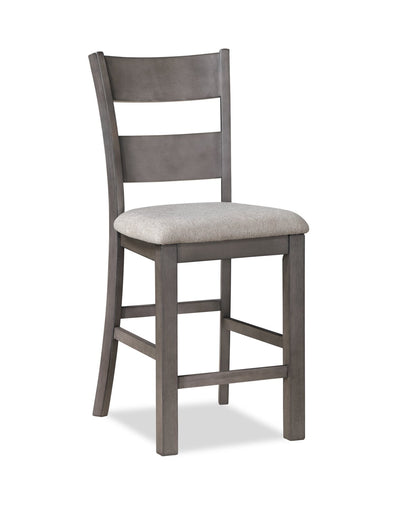 Krew Counter-Height Dining Chair with Polyester Fabric, Ladder Back, Melamine - Grey | Chaise de salle à manger Krew de hauteur comptoir en tissu de polyester et en mélamine avec dossier en échelle - grise