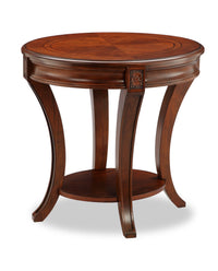 Table de bout ronde traditionnelle Kerwin de 22 po avec tablette - cerisier