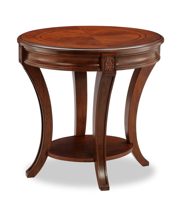 Table de bout ronde traditionnelle Kerwin de 22 po avec tablette - cerisier