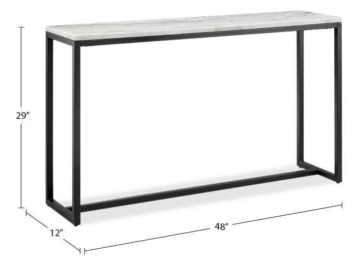 Table de salon moderne Webber de 48 po en marbre - blanche