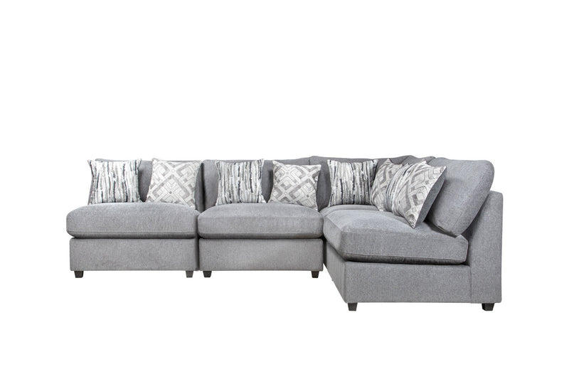 Sofa sectionnel modulaire Evolve de Scott Living 4 pièces en tissu d’apparence lin avec coussins en duvet et plumes - gris