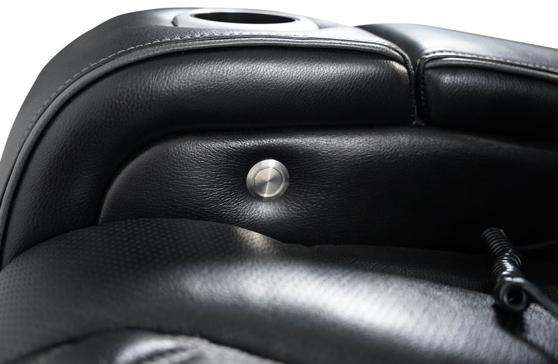 Causeuse de massage à inclinaison électrique Elite de 74 po en cuir véritable avec appuie-têtes électriques et accoudoirs de rangement - noire