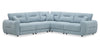Sofa sectionnel Alora 5 pièces en tissu avec 3 coussins décoratifs et accoudoirs enroulés - bleu