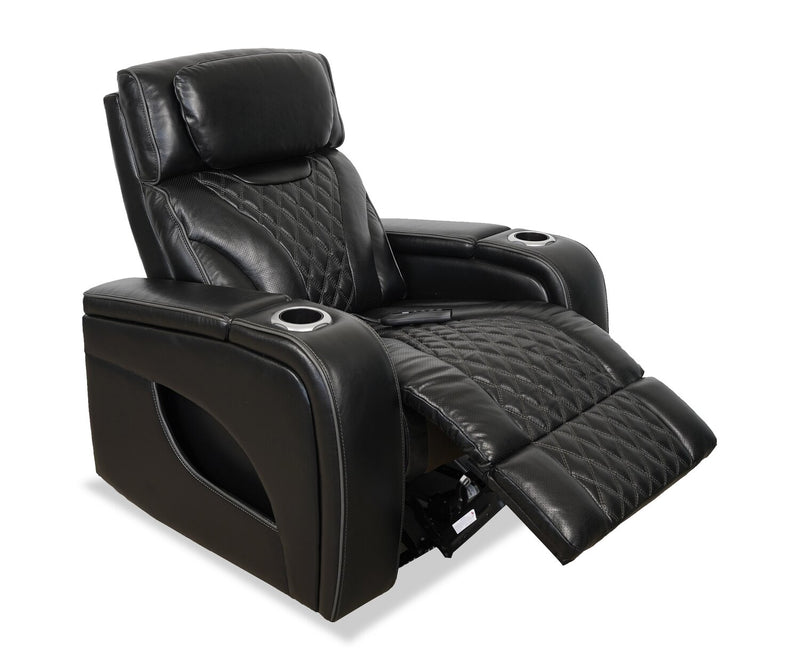Fauteuil de massage à inclinaison électrique Elite de 38 po en cuir véritable avec son immersif et appuie-tête électrique - noir