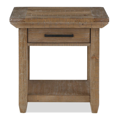 Cedar 24" Rustic End Table with Storage Drawer – Natural Pine | Table de bout rustique Cedar de 24 po avec tiroir de rangement - pin naturel