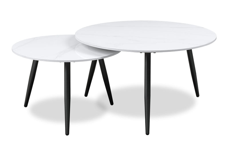 Ensemble 3 tables modernes Delancey de 31,5 po (table à café et 2 tables de bout) - blanc