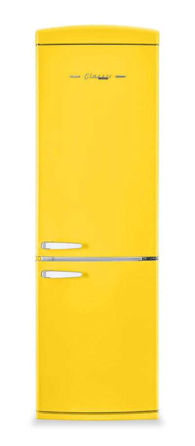 Classic Retro by Unique 24" 12 Cu. Ft. Bottom-Freezer Refrigerator - Canary Yellow - UGP-340L Y AC | Réfrigérateur Classic Rétro par Unique de 24 po et de 12 pi3 à congélateur inférieur - jaune canari - UGP-340L Y AC | U340LYAC