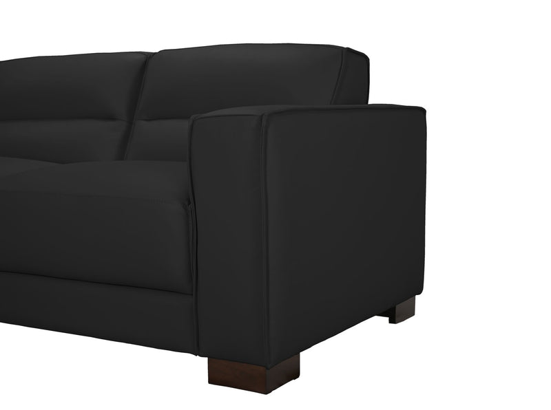 Sofa sectionnel de gauche Citadel 3 pièces en cuir véritable de qualité supérieure avec pattes en bois - noir