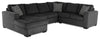 Sofa-lit sectionnel de gauche Legend 4 pièces fabriqué au Canada en tissu de chenille avec fauteuil long de rangement - gris poivre