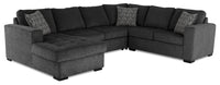 Sofa-lit sectionnel de gauche Legend 4 pièces fabriqué au Canada en tissu de chenille avec fauteuil long de rangement - gris poivre