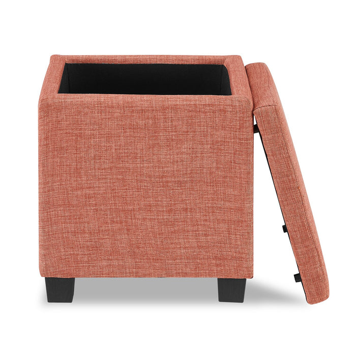 Pouf de rangement carré Halifax de 14,75 po en tissu - orange