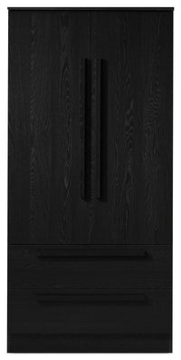 Commode verticale Alex de 33 po (L) x 68,5 po (H) à 2 tiroirs avec armoire de rangement pour la chambre à coucher - noire