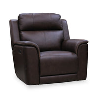 Fauteuil de massage à inclinaison électrique Vibe de 40 po en cuir véritable avec son immersif et appuie-tête électrique - brun