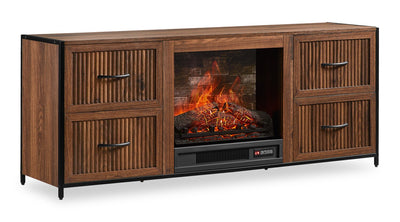 Harvin 54" Electric Fireplace TV Stand with Storage for TVs up to 60" – Brown Oak | Meuble pour téléviseur Harvin de 54 po avec foyer électrique et rangement pour téléviseurs jusqu’à 60 po - chêne brun