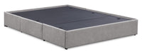 Base de lit de rangement Amos rembourrée en tissu gris avec 3 tiroirs intégrés - format lit double