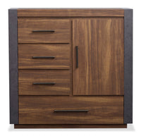 Scott Living Commode verticale Dante de 46 po (L) x 45 po (H) à 4 tiroirs avec armoire de rangement pour la chambre à coucher - brune