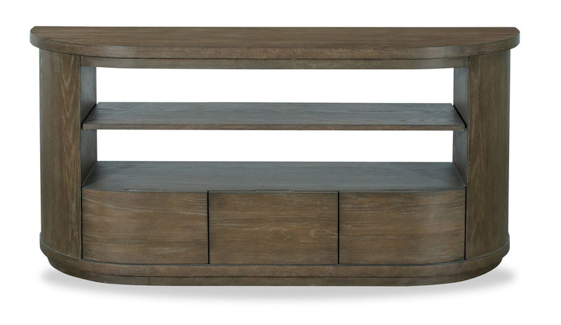 Table de salon moderne ronde Eldon de 60 po en bois massif avec rangement - marsouin