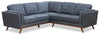 Sofa sectionnel Kassia de Kort & Co. 2 pièces en tissu d’apparence lin avec base et pattes en bois - bleu