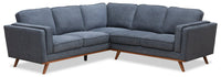 Sofa sectionnel Kassia de Kort & Co. 2 pièces en tissu d’apparence lin avec base et pattes en bois - bleu