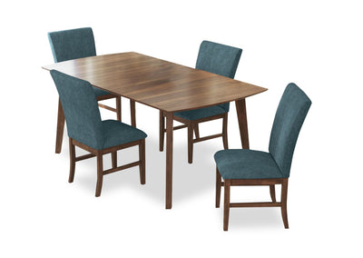 Rain 5pc Dining Set with Table & 4 Blue Chairs, 72"W - Blue/Brown | Ensemble de salle à manger Rain 5 pièces avec table de 72 po (L) et 4 chaises bleues - bleu et brun