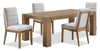 Ensemble de salle à manger Lotus 5 pièces en bois avec table de 82 po (L) et 4 chaises en tissu - naturel et gris