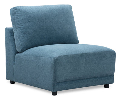 Voyage Modular Fabric Armless Chair with Removable Back Cushions – Blue | Fauteuil sans accoudoirs modulaire Voyage en tissu avec coussins de dossier amovibles - bleu