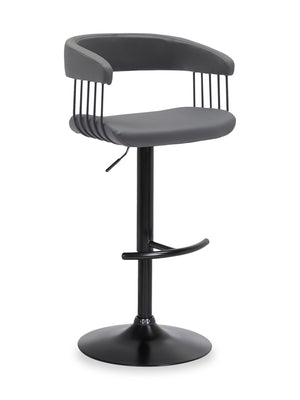 Tabouret bar Java en tissu de cuir végétalien et en métal avec siège pivotant et réglable - gris