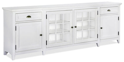 Wesley 90" Traditional TV Stand with Storage and Cable Management for TVs up to 95" - Chalk White | Meuble pour téléviseur traditionnel Wesley de 90 po avec rangement et système de gestion des câbles