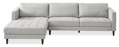 Metro 2-Piece Left-Facing Fabric Sectional with Chaise and Tufted Seat Cushions - Neutral | Sofa sectionnel de gauche Metro 2 pièces en tissu avec fauteuil long et coussins de siège capitonnés - neutre
