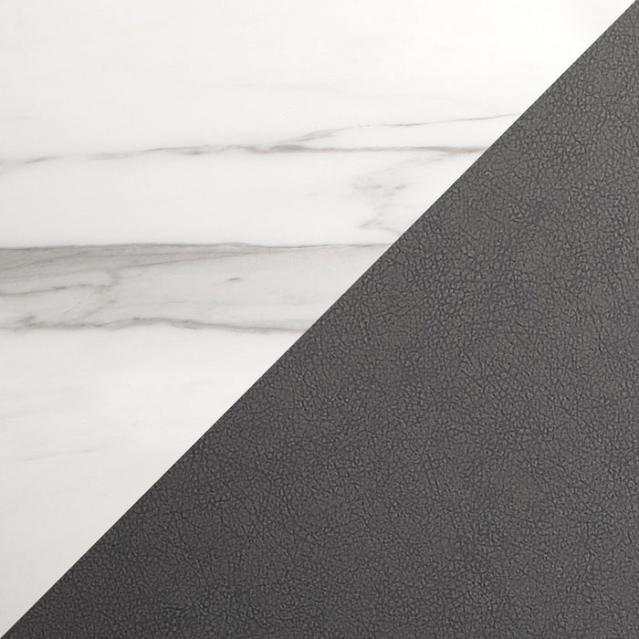 Ensemble de salle à manger Naya 7 pièces avec table à rallonge, 63 po à 78,75 po (L), et 6 chaises - imitation de marbre blanc et gris