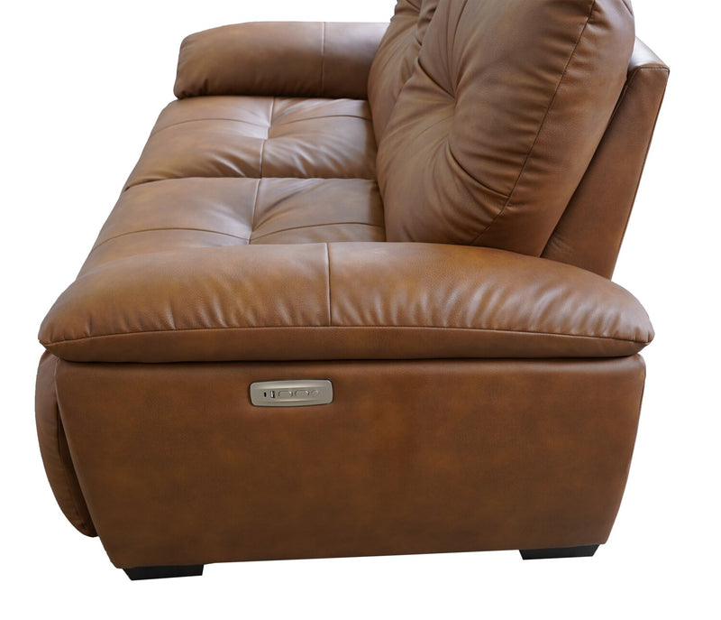 Causeuse à inclinaison électrique Bello de 67 po en tissu d’apparence cuir - brune