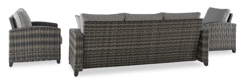 Ensemble Canmore 4 pièces pour la terrasse à l’extérieur avec sofa, 2 fauteuils et table à café - résistant aux intempéries - gris