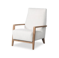 Fauteuil d’appoint Adley 28 po en tissu de chenille avec accoudoirs et pattes en bois - blanc albâtre