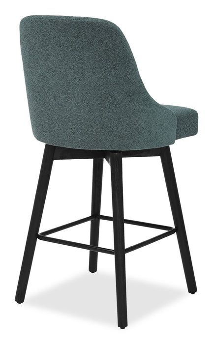 Tabouret Nash de hauteur comptoir en tissu de polyester et en métal avec siège pivotant - bleu