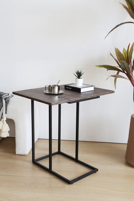 Table Pia de 18 po en forme de C avec dessus extensible - brune