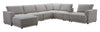 Sofa sectionnel modulaire de gauche Voyage 7 pièces en tissu avec console et coussins de dossier amovibles - beige