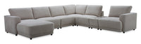 Sofa sectionnel modulaire de gauche Voyage 7 pièces en tissu avec console et coussins de dossier amovibles - beige