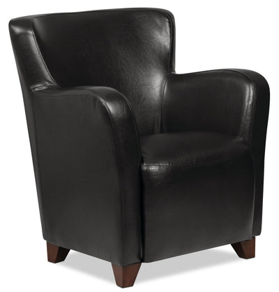 Zello 29.92" Faux Leather Accent Chair with Wood Legs - Black | Fauteuil d’appoint Zello de 29,92 po en similicuir avec pattes en bois - noir