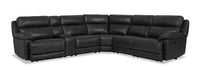Sofa sectionnel à inclinaison électrique Sorrento 6 pièces en cuir véritable avec console de rangement et port USB - gris anthracite