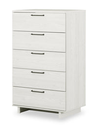 Commode verticale de chambre à coucher Everley de 29 po (L) à 5 tiroirs - blanche