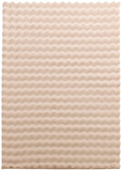 Carpette Bubble en fausse fourrure taupe avec revers en mousse à mémoire de forme - 7 pi x 10 pi