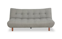 Futon Campus de 76 po en tissu avec mécanisme Klik Klak, capitonnage et pattes en bois - gris