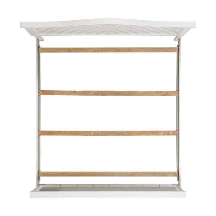 Lit à panneaux Ella blanc avec tête de lit, cadre et motif de chevrons - format très grand lit