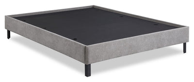 Amos Upholstered Platform Bed Base in Grey Fabric - Queen Size | Base de lit plateforme Amos rembourrée en tissu gris - format grand lit